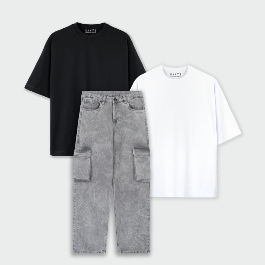 Full combo de 2 camisetas oversize y cargo