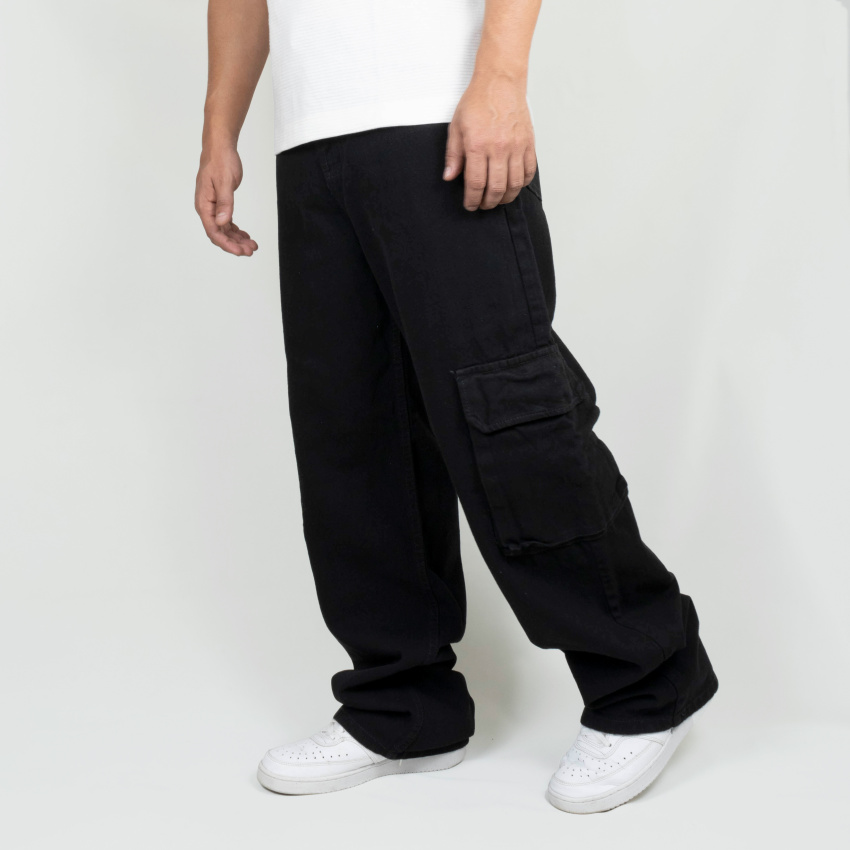 Jean baggy para hombre negro