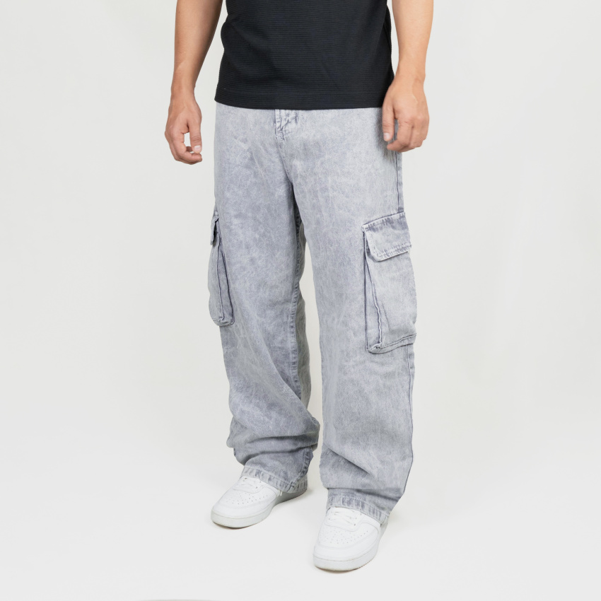 Jean baggy para hombre gris ceniza