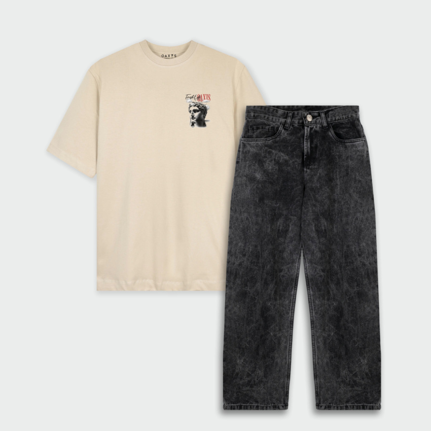 Combo de regular fit y jean estampado