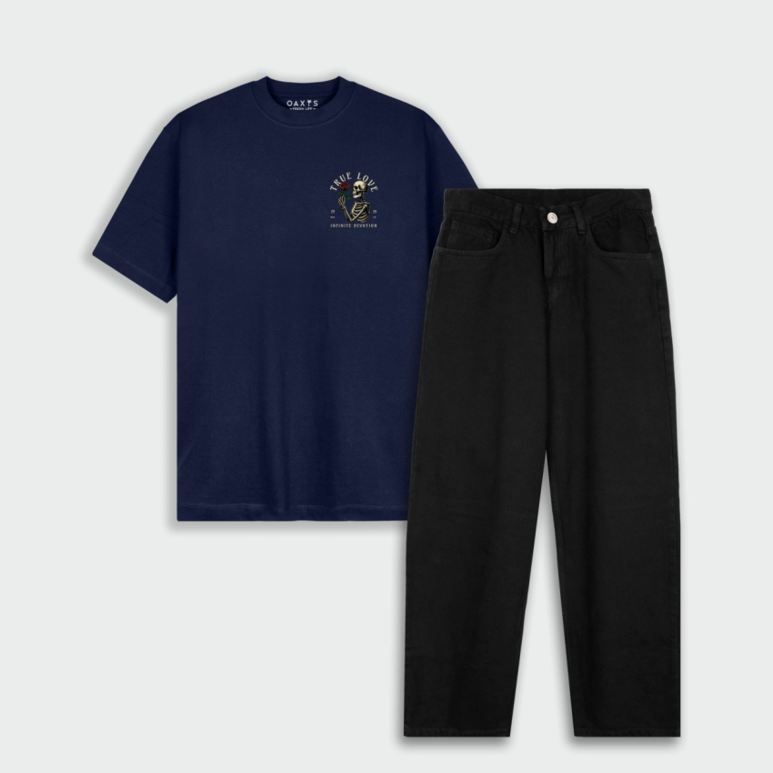 Combo de regular fit y jean estampado