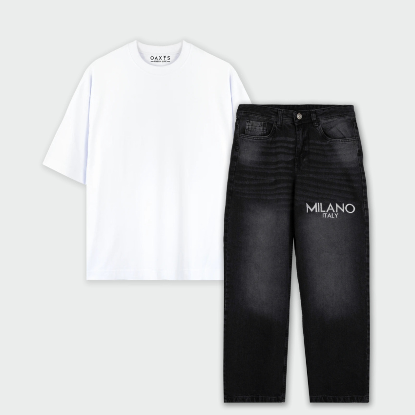 Combo cargo y camiseta oversize básico