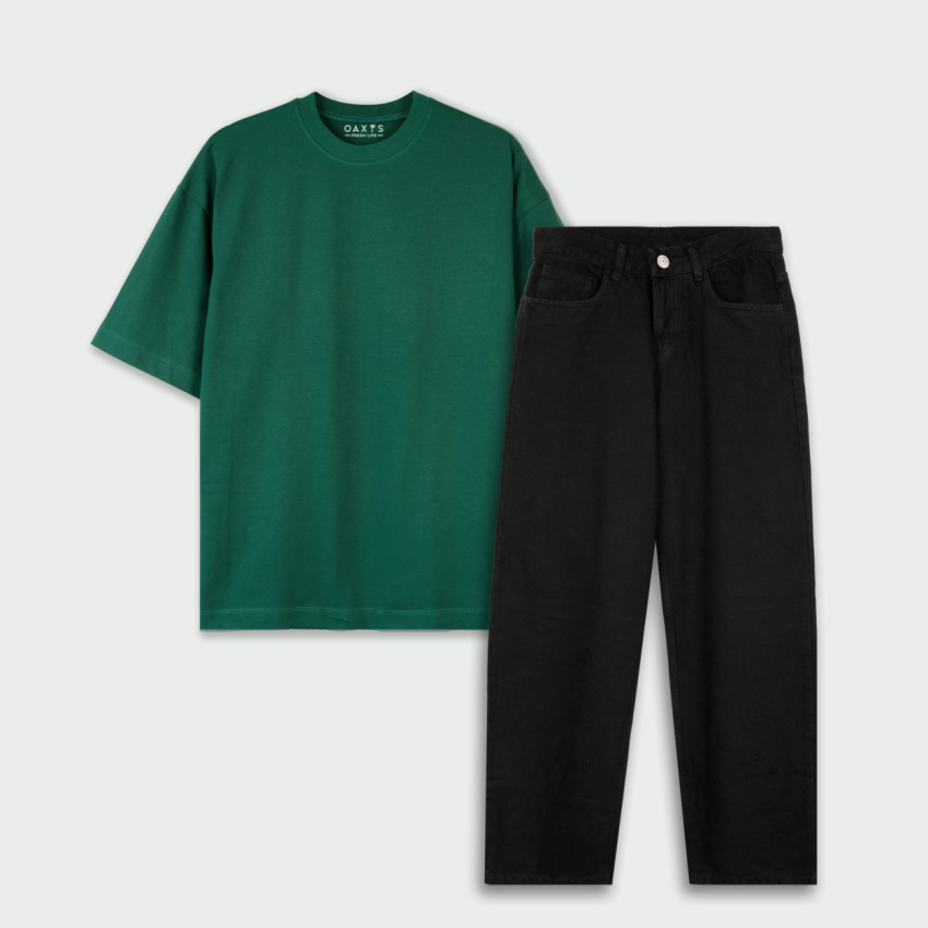 Combo jean y camiseta oversize básico