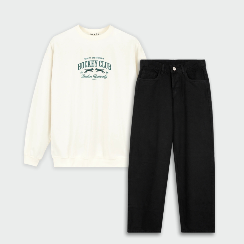 Combo de buzo y jean estampado